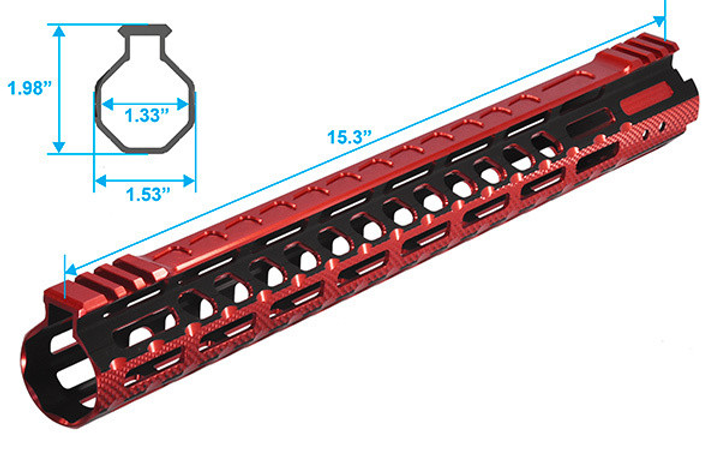 Цевье Leapers UTG PRO Ultra Slim15" для AR15. M-LOK. Black/Red - изображение 2