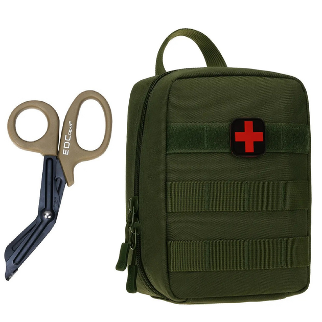 Підсумок - аптечка тактична з медичними ножицями EDC Protector Plus A015 olive - зображення 1