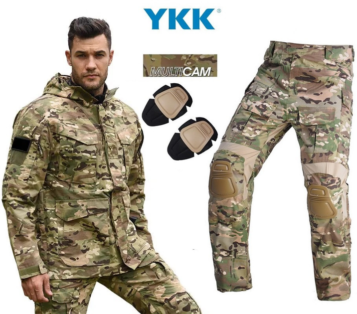 Тактический костюм с наколенниками, куртка + штаны Han Wild G3 multicam мультикам Размер M - изображение 1