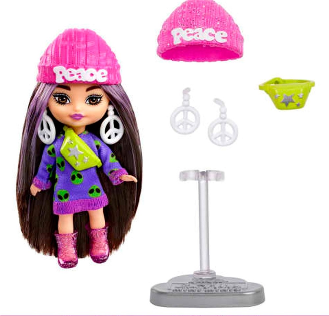 Mini-lalka Mattel Barbie Extra Mini Minis UFO Pattern Doll 9 cm (0194735116157) - obraz 2
