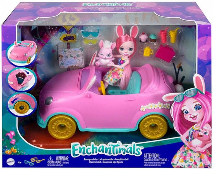 Lalka z akcesoriami Mattel Enchantimals Bunny with Vehicle 15 cm (0194735009053) - obraz 1