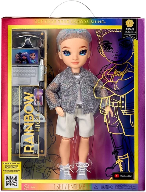 Lalka z akcesoriami Mga Rainbow High Fashion Aidan Russell Purple Boy 28 cm (0035051583165) - obraz 1