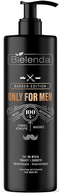 Żel do mycia twarzy i zarostu Bielenda Only For Men barber edition odświeżająco-oczyszczający 190 g (5902169046132) - obraz 1