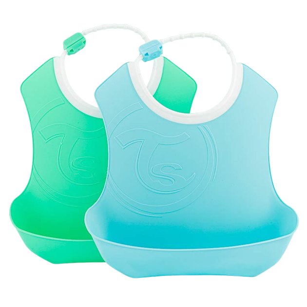 Нагрудники із кишенею Twistshake Soft Bib 4 м + пастельно-блакитний і пастельно-зелений 2 шт (7350083122209) - зображення 1