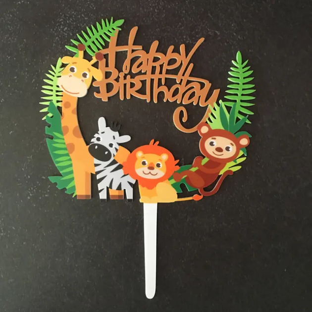 Топпер Для Торта Happy Birthday Африканские Животные | Разноцветный - Фото 2 Топпер Для Торта Happy Birthday Африканские Животные | Разноцветный - изображение 2