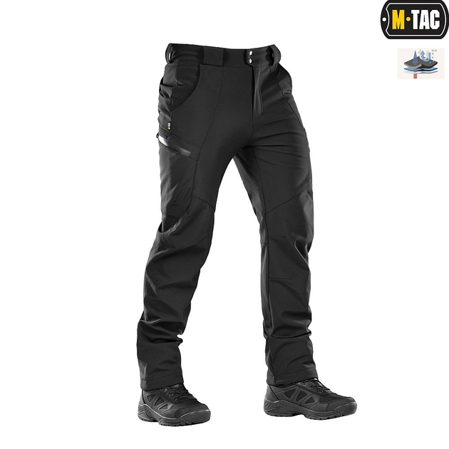 Штаны тактические M-Tac Soft Shell Winter Black Размер L с подкладкой - изображение 1