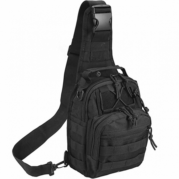 Тактическая сумка мужская армейская укрепленная black / слинг/ рюкзак (3702) - изображение 1