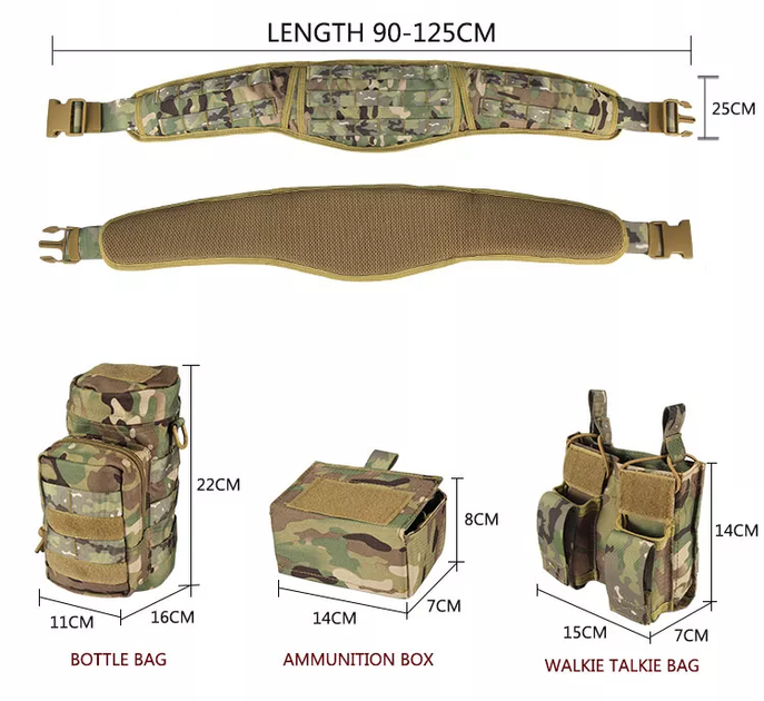РПС Комфортний військовий бойовий ремінь з кишенями YAKEDA MOLLE Heavy Duty Soft Coyote - зображення 2