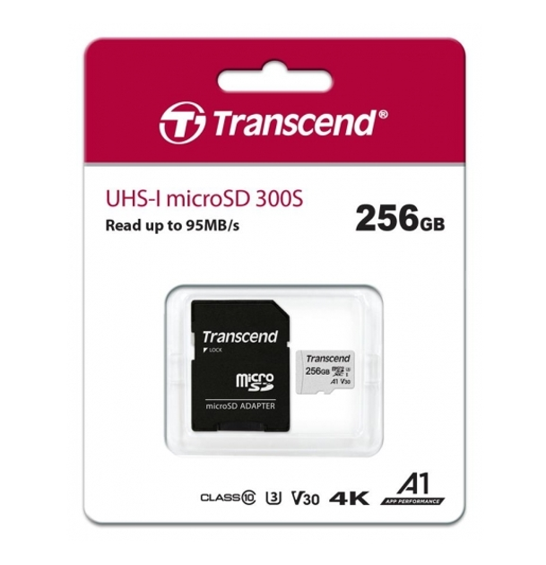 Карта памяти Transcend 256GB microSD 300S C10 UHS-I U3 (TS256GUSD300S-A) - изображение 2