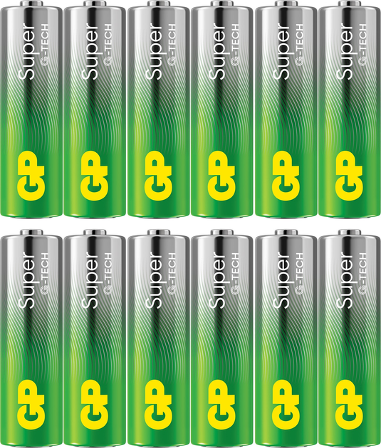 Батарейка лужна GP Super Alkaline AA Batteries 15A/LR6 1.5V (12-Pack) (4891199217005) - зображення 1