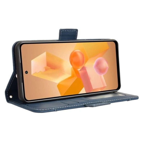 Чехол-книжка с кармашками Deexe Wallet Stand для Infinix Hot 40i - Blue - изображение 4