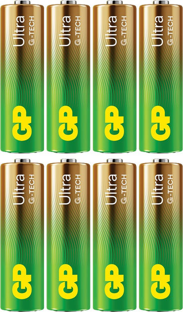 Батарейка лужна GP Ultra Alkaline AA Batteries 15AU/LR6 1.5V (8-Pack) (4891199220746) - зображення 1