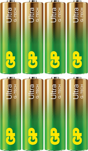 Батарейка лужна GP Ultra Alkaline AA Batteries 15AU/LR6 1.5V (8-Pack) (4891199220746) - зображення 1