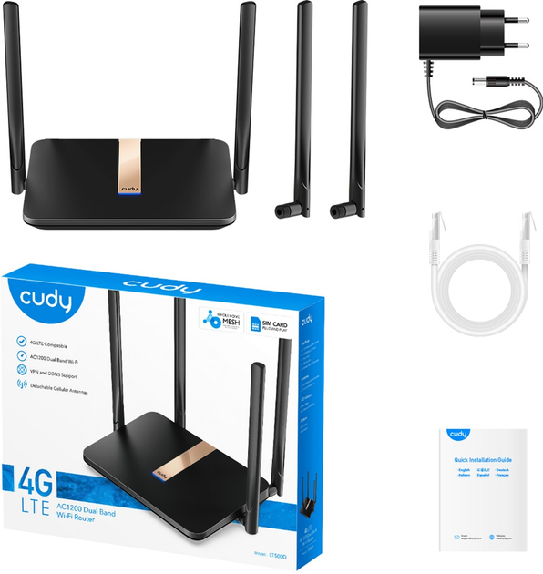 Router Cudy LT500D 4G LTE Black (6971690792060) - obraz 5