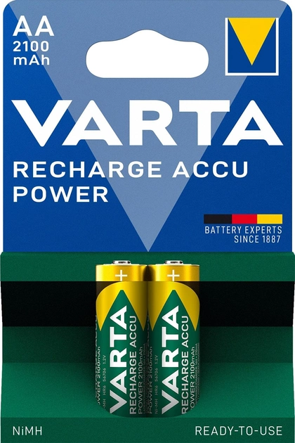 Акумулятор універсальний Varta Rechargeable Accu AA 2100 мАг BLI 2 Ni-MH (4008496550654) - зображення 1