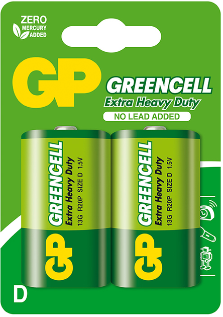Baterie GP GREENCELL 13G-U2 beczka D 2 szt (6479614) - obraz 1