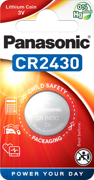 Батарейка Panasonic літієва CR2430 блістер, 1 шт (6478559) - зображення 1
