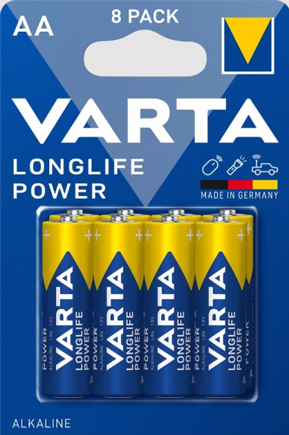 Батарейка Varta Longlife Power AA BLI 8 шт (BAT-VAR-0000037) - зображення 1