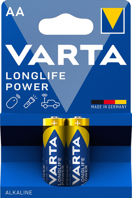 Батарейка Varta Longlife Power AA BLI 2 Alkaline (4008496559398) - зображення 1