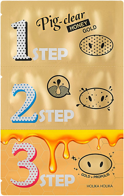 Zestaw plasterków do usuwania zaskórników Holika Holika Pig-Clear Honey Gold oczyszczające 3 szt (8806334383503) - obraz 1