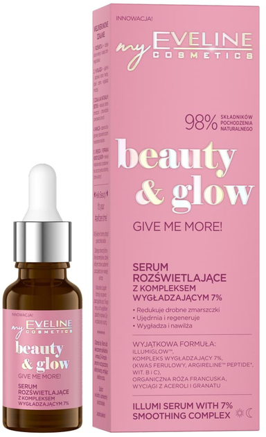 Serum Eveline Cosmetics Beauty & Glow rozświetlające z kompleksem wygładzającym 7 % 18 ml (5903416028116) - obraz 1