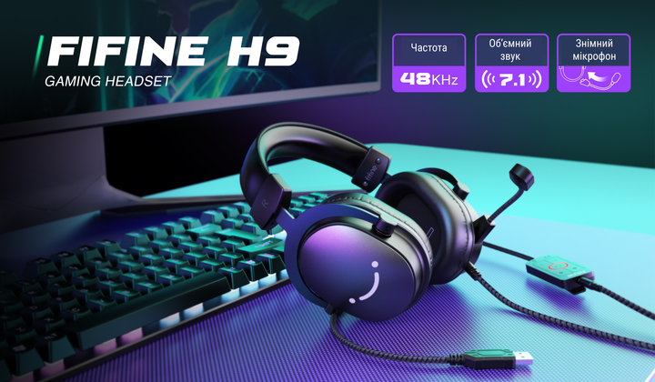 Навушники Fifine H9 Black 7.1 - зображення 10