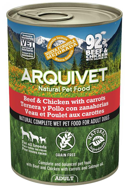Вологий корм для собак Arquivet з яловичиною та куркою 400г (8435117890893) - зображення 1