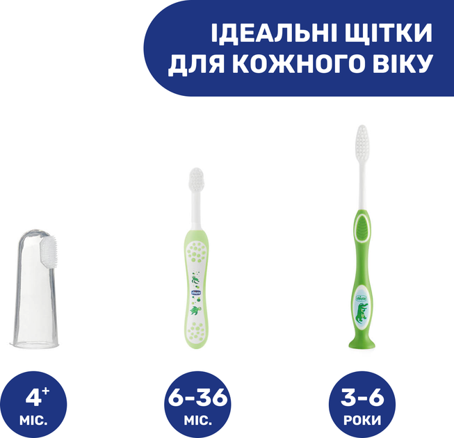 Зубная щетка Chicco 3-6 лет Зеленая (09079.20.20) (2900990799879) - изображение 4