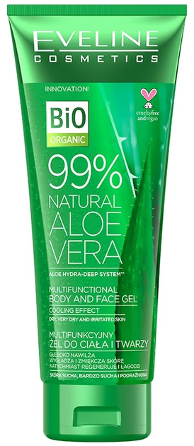 Гель для обличчя і тіла Eveline 99% Natural Aloe Vera Gel мультифункціональний 250 мл (5903416009641) - зображення 1