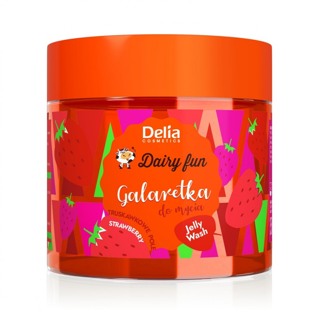 Galaretka do mycia ciała Delia Dairy Fun Truskawkowe Pole Strawberry 250 ml (5906750800868) - obraz 1