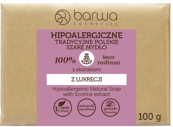 Мило Barwa гіпоалергенне традиційне польське сірого кольору з екстрактом лакриці 100 г (5902305003425) - зображення 1