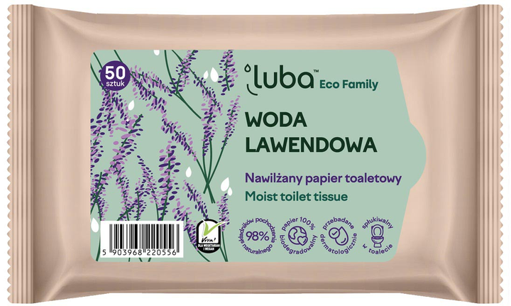 Nawilżany papier toaletowy Luba Eco Family z Wodą Lawendową 50 szt (5903968220556) - obraz 1
