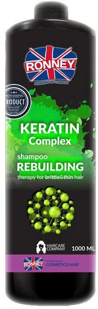 Szampon Ronney Keratin Complex Professional Shampoo Rebuilding odbudowujący do włosów suchych i łamliwych 1000 ml (5060589154643) - obraz 1