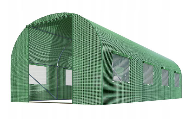 Теплица садовая с окнами Plonos 9m2 = 450х200х200 см (Зеленая) (4915-A) - Фото 2 Теплица садовая с окнами Plonos 9m2 = 450х200х200 см (Зеленая) (4915-A) - изображение 2