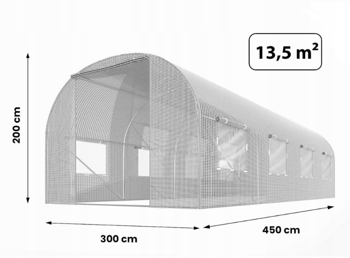 Теплица с окнами для сада Plonos 13,5m2 Белая = 450х300х200 см (4975) - изображение 5
