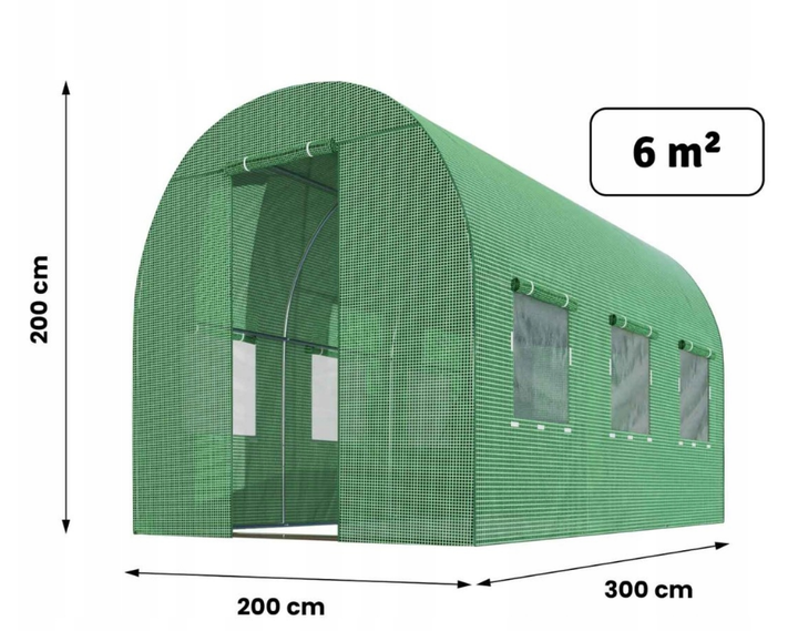 Теплиця з вікнами для саду Plonos 6m2 Зелена = 200х300х200 см (4910-A) - Фото 2 Теплиця з вікнами для саду Plonos 6m2 Зелена = 200х300х200 см (4910-A) - зображення 2