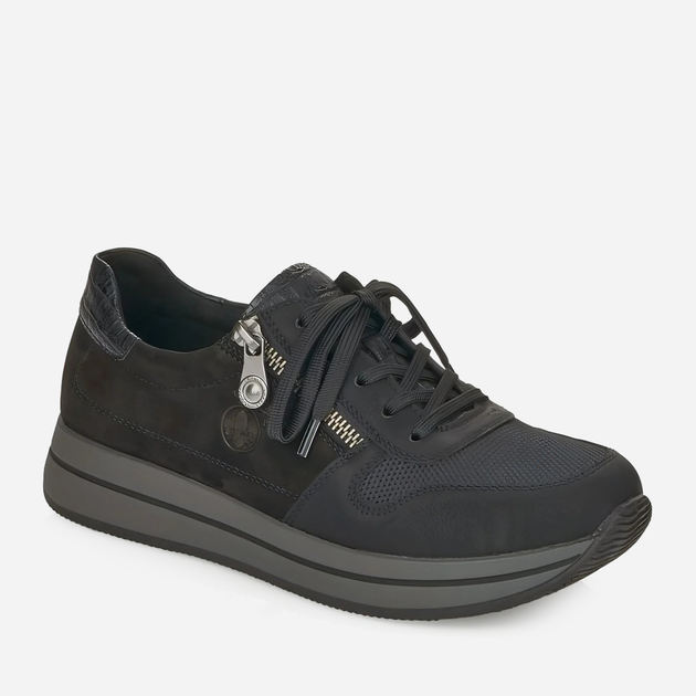Sneakersy damskie na platformie do kostki RIEKER N4501-00 36 Czarne (4060596238146) - obraz 2