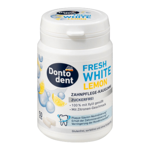 Жувальна гумка Dontodent Fresh White з ксилітом (лимон), 50 шт від ...