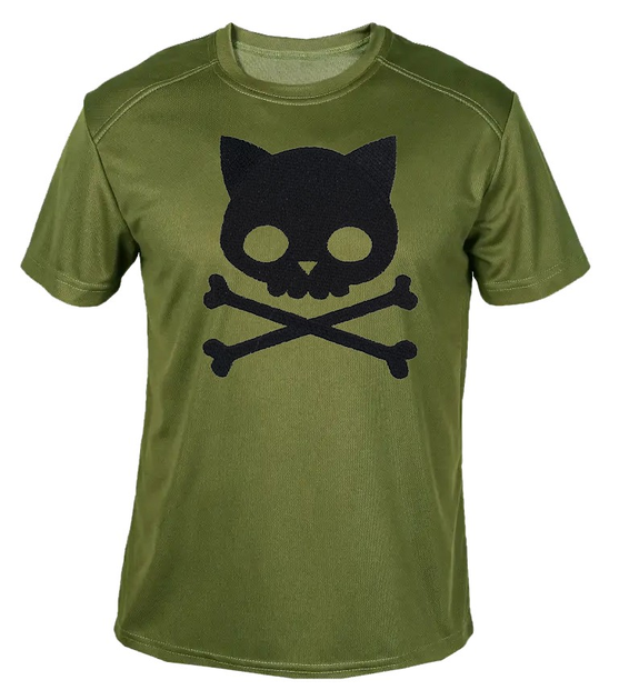 Футболка потоотводящая военная ВСУ с принтом "Кот с костями" в оливе XXL - изображение 1
