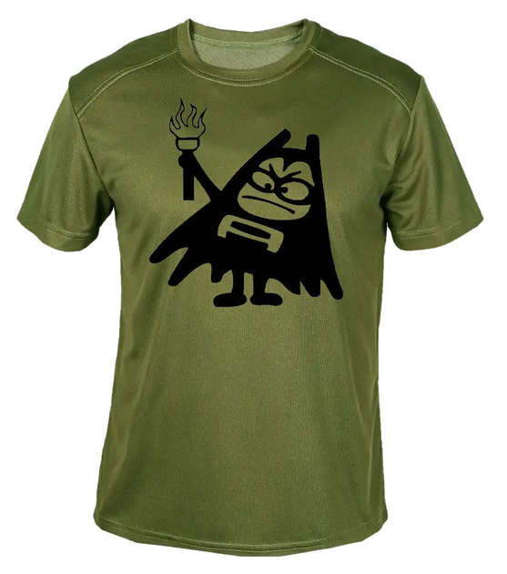 Футболка потоотводящая военная ВСУ с принтом "Супергерой с факелом" в оливе M - изображение 1