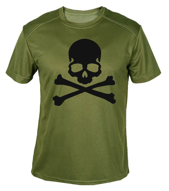 Футболка потоотводящая военная ВСУ с принтом "Череп с костями" в оливе XXL - изображение 1