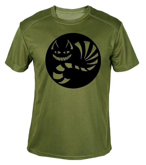 Футболка потоотводящая военная ВСУ с принтом "Чеширский кот" в оливе S - изображение 1