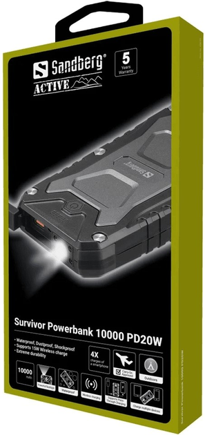 УМБ Sandberg Survivor PD20W 10000mAh Black (5705730420917) - зображення 5