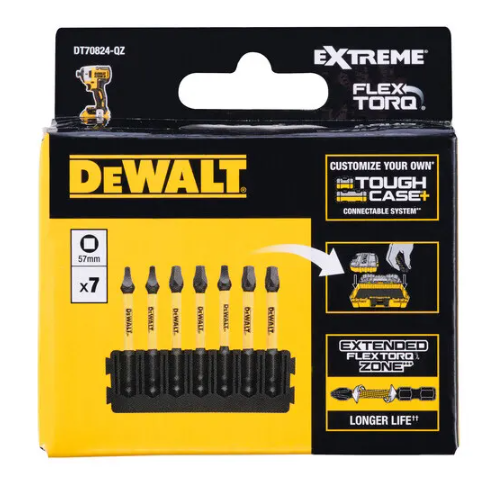 Кассета с битами DeWALT FlexTorq, L = 57 мм, биты SQ1 - 2 шт.; SQ2 - 3 шт.; SQ3 - 2 шт. DT70824 - изображение 2