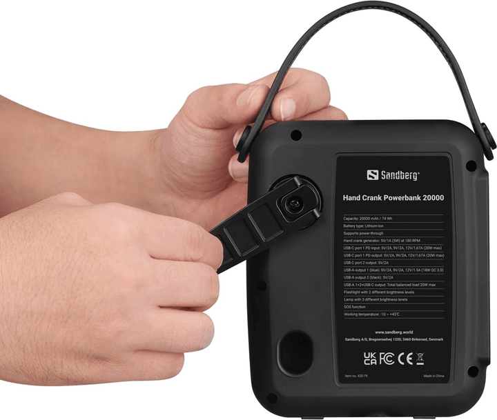 УМБ Sandberg Hand Crank 20000mAh Black (5705730420795) - зображення 6