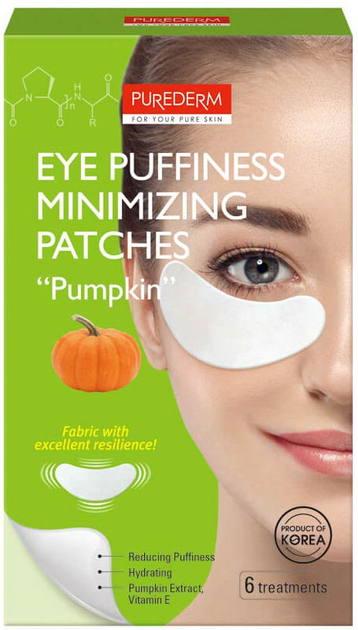 Патчі під очі Purederm Eye Puffiness Minimizing Patches Гель-гарбуз 6 шт (8809541194177) - зображення 1