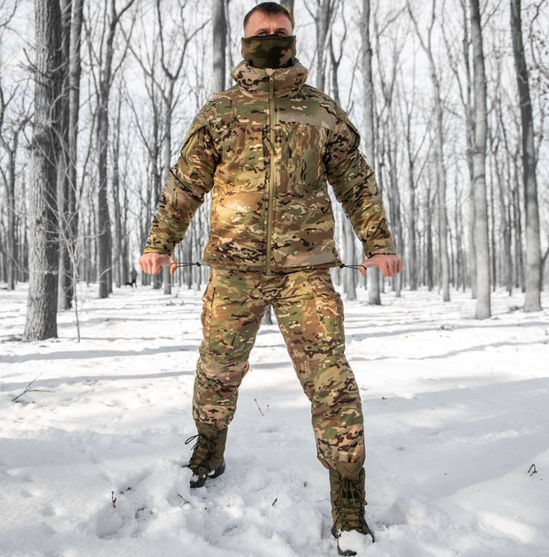 Зимний мужской костюм Zonda-20 Мультикам S Kali AI399 куртка с капюшоном утепленные штаны анатомический покрой липучки под шевроны манжеты на липучках - изображение 1