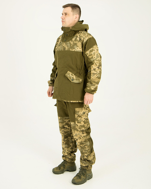 Костюм Горка камуфляжный олива пиксель, брюки с подтяжками, куртка с капюшоном, ветрозащитный 52 - изображение 2