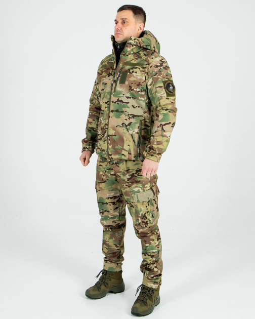 Костюм камуфляжний утеплений на флісі, куртка з капюшоном, тканина софтшелл Мультикам 58 - зображення 2