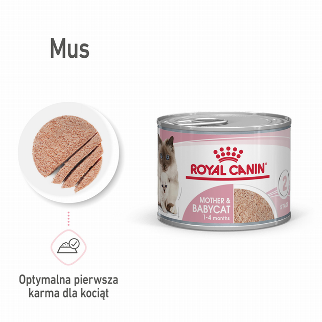 Mokra karma dla kotek w ciąży i kociąt Royal Canin Babycat Instinctive Mousse 12 x 195 g (9003579002667) - obraz 2